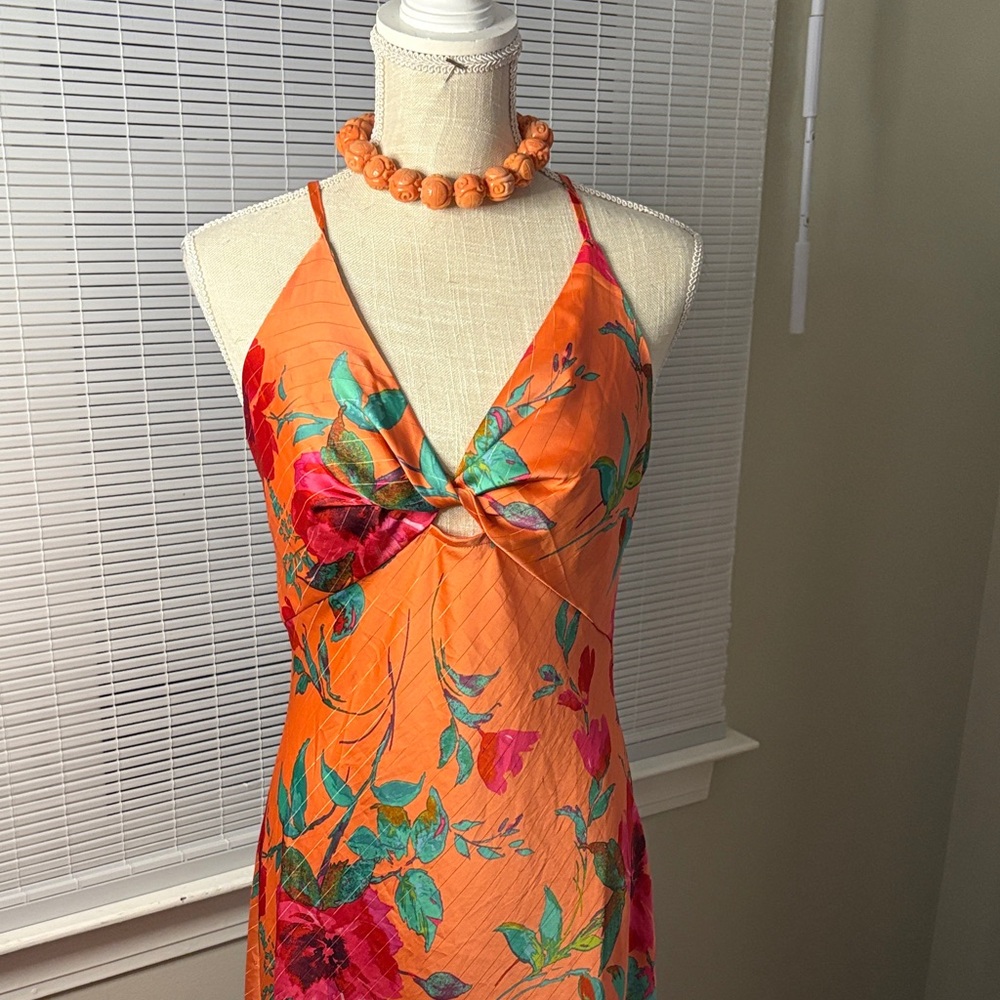 Emerald Sundae Orange Floral Maxi Dress